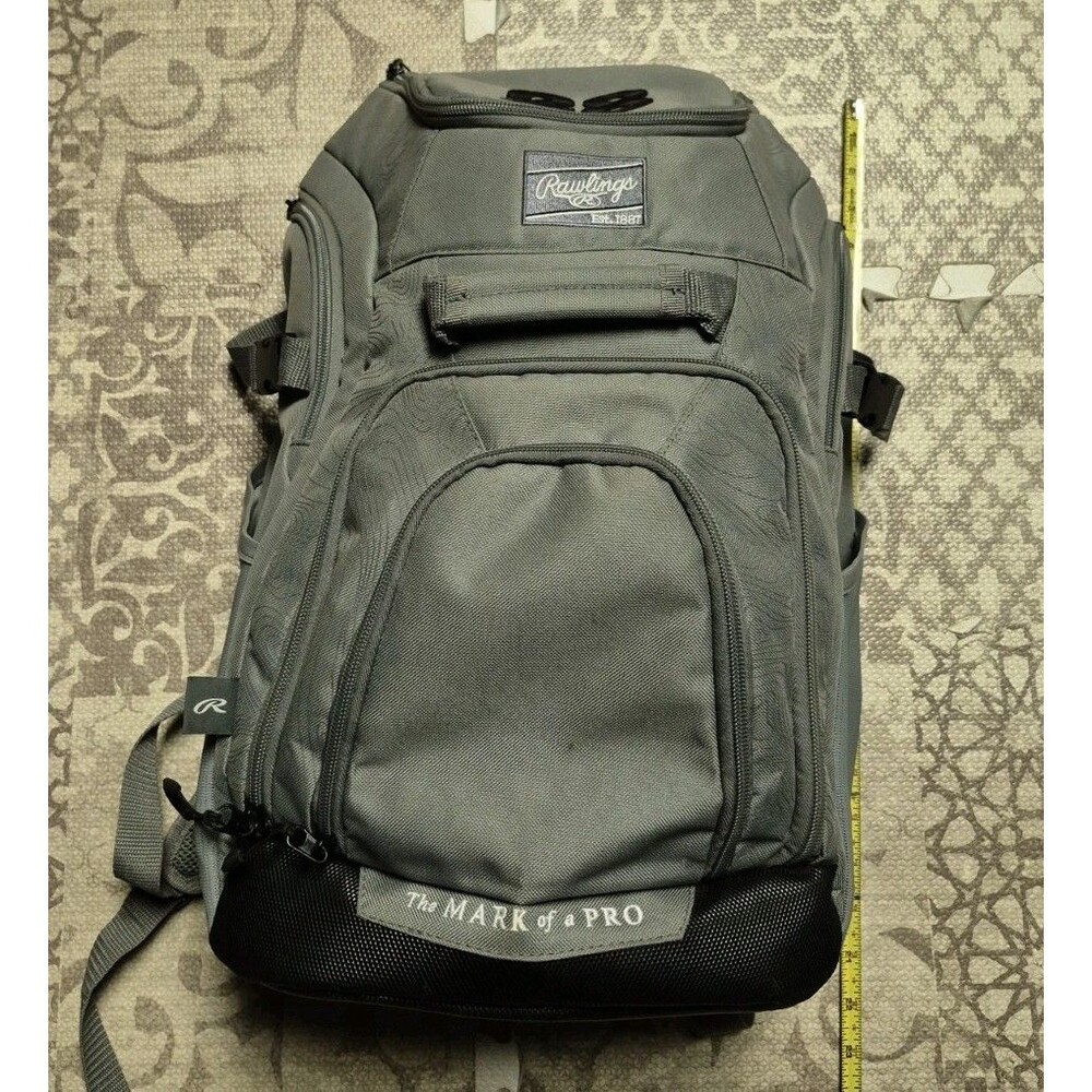 Rawlings Franchise 2 Mark of a Pro Baseball Backpack Gray No 28 Patch Used